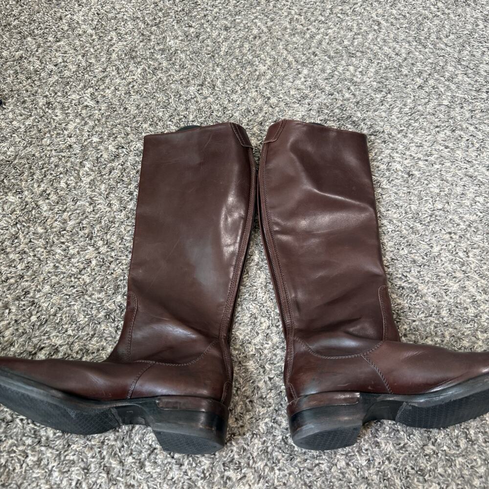 Giorgio Armani Leather Knee High Riding Boots Equestrian Brown 37.5 US 7.5 - Picture 4 of 9